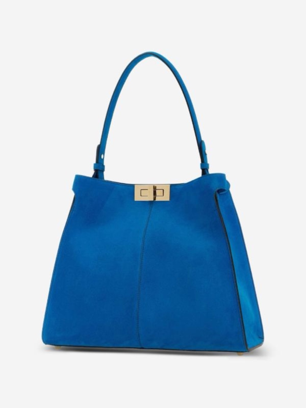 Fendi Teal Shoulder Tote with Gold-Tone Accent